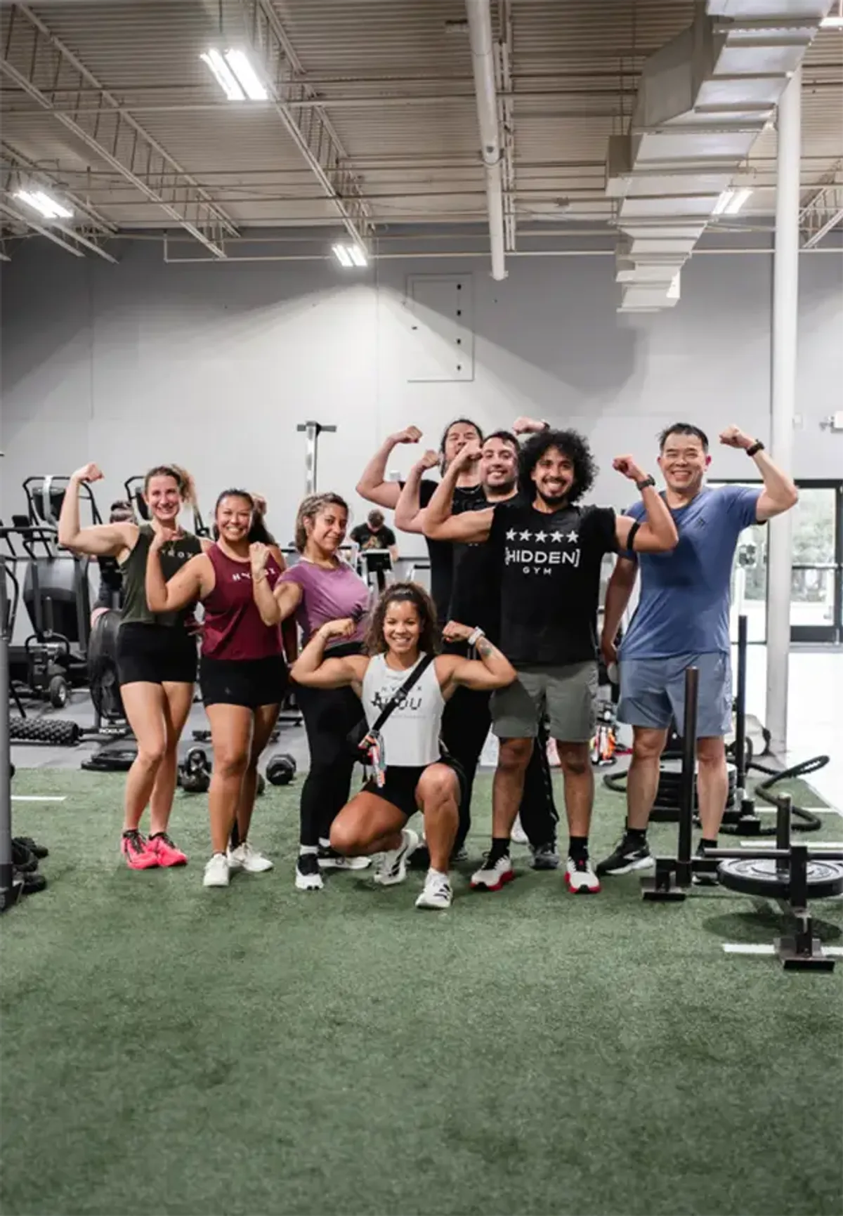 Coached HYROX class in session at Hidden Gym Allen